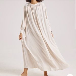 Nap Gathered Maxi Lounge Dress in Cream